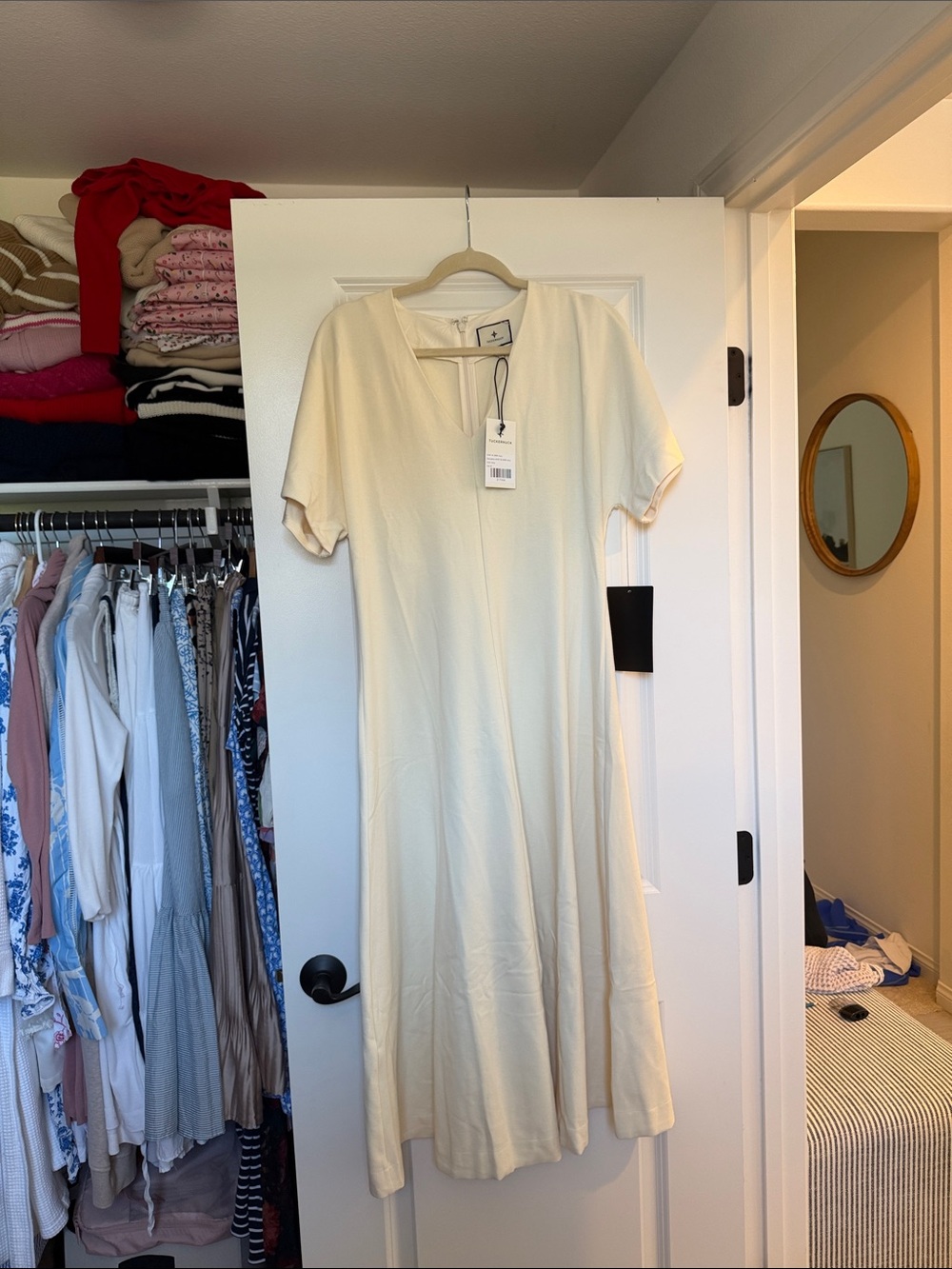 NWT Tuckernuck Cream V-Neck Short Sleeve Maxi Dress